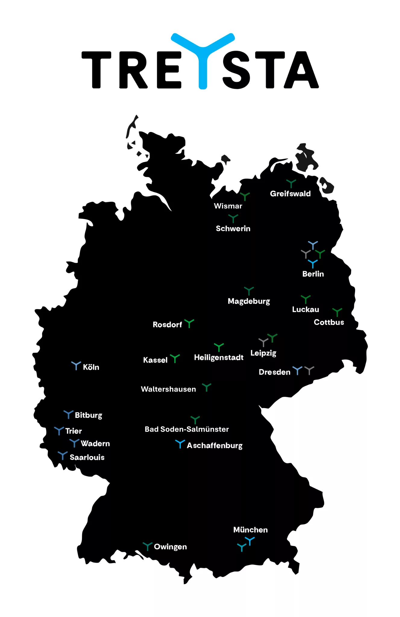 Deutschlandkarte TREYSTA-Unternehmensgruppe